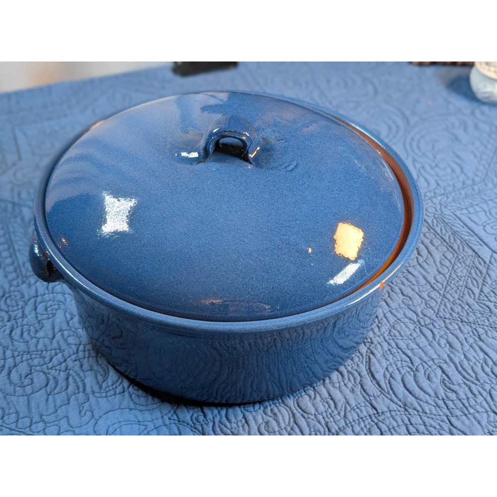 Vintage Dansk Mesa Sky Blue 9" Covered Casserole Dish Lid Portugal Stoneware